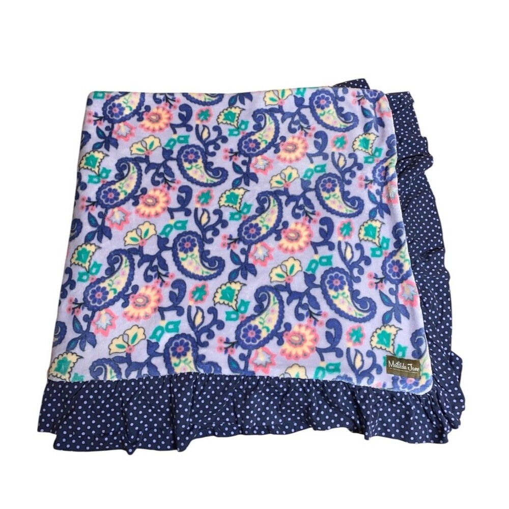 Matilda Jane Perfect Paisley Plush Throw Blanket Soft Purple Ruffle